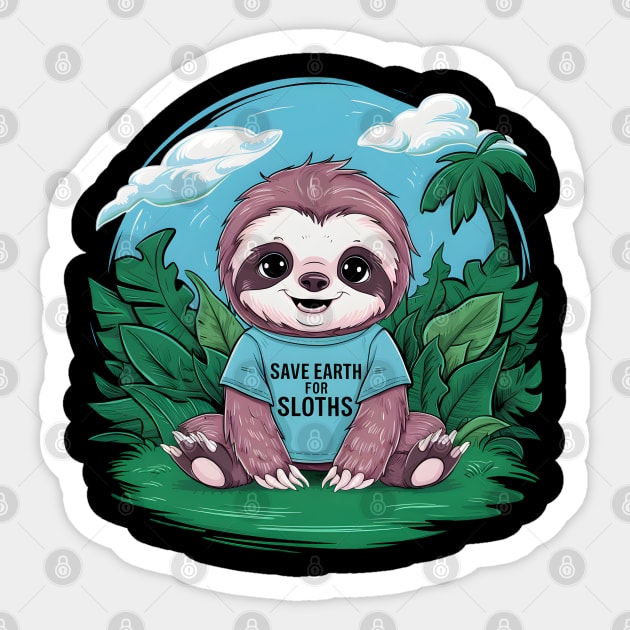 "Charming Guardian: Sloth's Plea for the Planet" Sticker by WEARWORLD